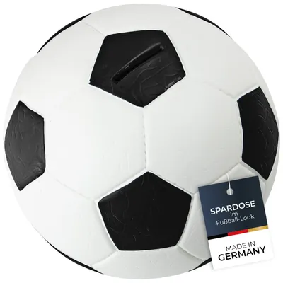 Spardose im Fußball-Look von HMF mit 15 cm Durchmesser in Weiß