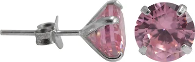 Produktbild von Ohrstecker in 925 Silber mit runden Stein Größe - 8 mm Farbe - Pink