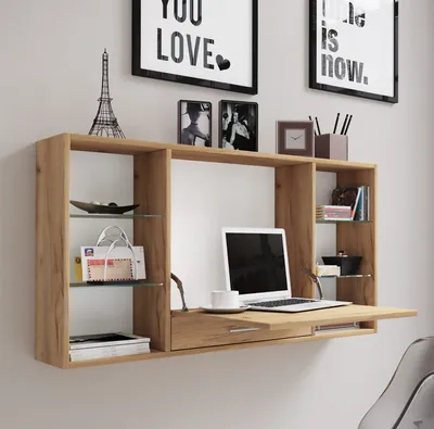 Produktbild von VCM Holz Hänge Schreibtisch Wandschreibtisch Computertisch Schublade Teala