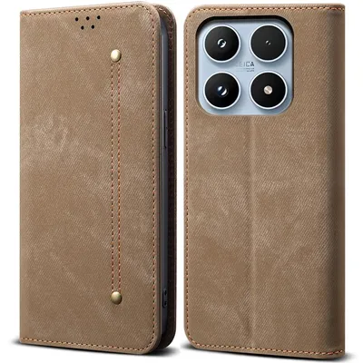 Obrázek produktu pro Pouzdro pro Xiaomi 17, Kožené Peněženkové Pouzdro s Magnetickým Uzavíráním a Stojánkem Khaki