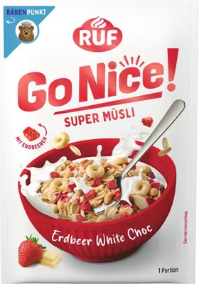 Produktbild von RUF GoNice! Erdbeer White Choc Müsli