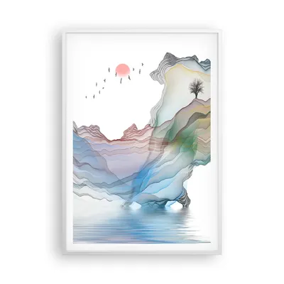 Produktbild von Gerahmtes Poster - Weißer Rahmen - Wellen Berge Fee - 70x100 cm - Wand Bild - Wanddeko - Wandbilder - Kunstposter - Wandposter - Bilderrahmen - Bilder - Kunstdruck - Wanddekoration - P2WPA70x100-4684