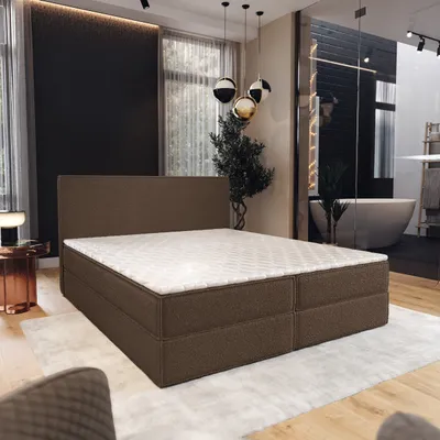 Produktbild von Masseno Boxspringbett PELLIO 140x200 cm Komplett-Set mit Bonell Matratze und Topper, Polsterbett mit Bettkästen -Braun, QUELLE 25