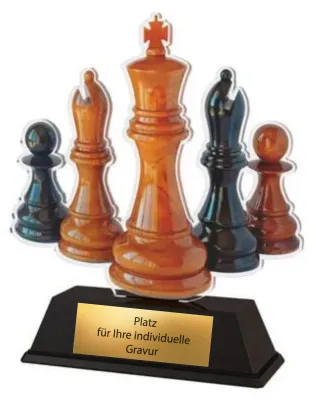 Produktbild von 9 cm Schachpokal aus Acryl - Mini Trophäe mit Gravurschild für Turniere