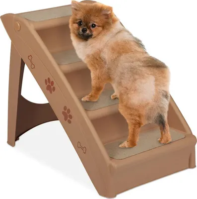 Obrázek produktu pro 4stupňové schody pro psy, pro štěňata a kočky, vhodné do postele, na pohovku, do auta, do 100 kg, 49 x 39 x 61 cm, béžová barva
