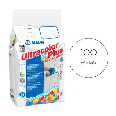 Produktbild von MAPEI® ULTRACOLOR PLUS Fugenmörtel 100 weiss 5 kg Flexfuge ohne Ausblühen schnell trocknend Fliesenfuge