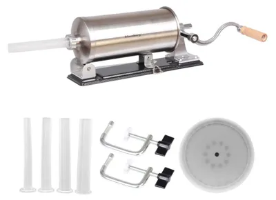 Produktbild von Wurstfüllmaschine 3kg Edelstahl Horizontal Wurstspritze 4 Trichter KLAUSBERG KB-7928