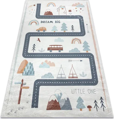 Produktbild von BAMBINO 46980 Waschteppich Wald, Straßen für Kinder Anti-Rutsch - weiß / grün Weiß 140x200 cm