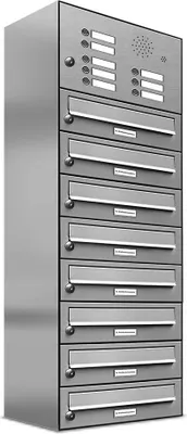 Produktbild von 8er V2A Edelstahl Briefkastenanlage für Aufputz - Wandmontage Klingel