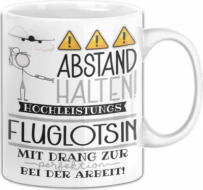 Produktbild von Fluglotsin Tasse Geschenk Lustig Abstand Halten Hochleistungs-Fluglotsin Mit Drang Zur Perfektion Bei Der Arbeit (Weiß)