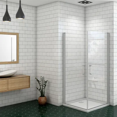 Produktbild von 76X76cm weiß Doppeltür 5mm Höhe:185cm Sicherheitsglas Duschkabine Dsuchabtrennung Dusche Duschtür