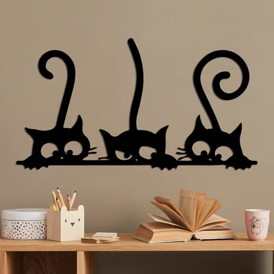 Image de Wallity, Cat 5, décoration murale, noir, métal, 60 x 33 cm