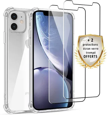 Produktbild von Stoßfeste Schutzhülle für iPhone 11, transparent + 2 Displayschutzfolien - EVETANE