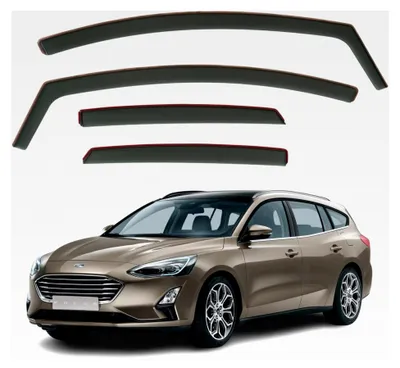Produktbild von Dunkel getönte, selbstklebende Windabweiser Set für Ford Focus MK4 SW Kombi 2019-2024, 4 Stück
