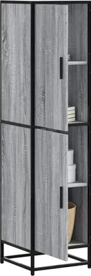 Produktbild von vidaXL Highboard Grau Sonoma 35,5x35x139 cm Holzwerkstoff und Metall