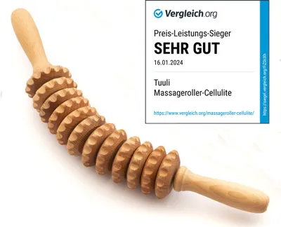 Produktbild von Anti Cellulite Roller mit Griff Massagegerät aus Holz Massageroller für Maderotherapie 40 cm