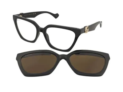 Produktbild von Gucci Brille GG1542S 001 Vollrand mit magnetischem Sonnenclip, UV-Schutz, Antireflex & flexiblen Gelenken
