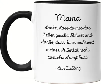 Produktbild von Mama Danke dass du mir mein Leben geschenkt hast Tasse Schwarz Geschenk Muttertag Lustig Familie
