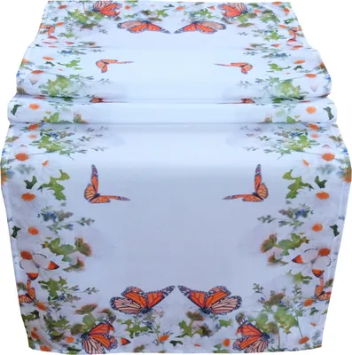 Produktbild von Tischwäsche mit Druck Blumen und Schmetterlinge 40 x 140 cm