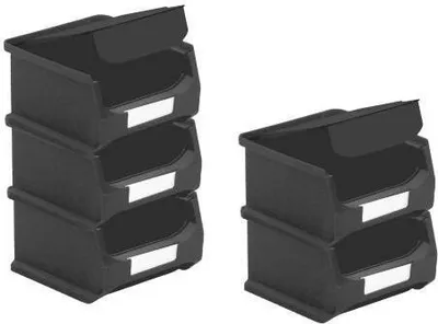 Produktbild von SparSet 5x Leitfähige Sichtlagerbox 1.0 mit Abdeckung | HxBxT 6x10x10cm | 0,4 Liter | ESD, Sichtlagerbehälter, Sichtlagerkasten, Sichtlagerkastensortiment, Sortierbehälter