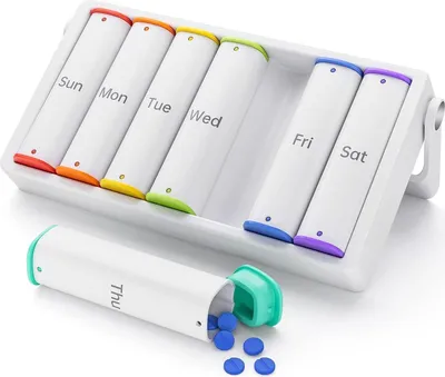 Zdjęcie produktu dla Pudełko na tabletki 7 dni Rano Wieczór 2 komory duże pudełko na tabletki