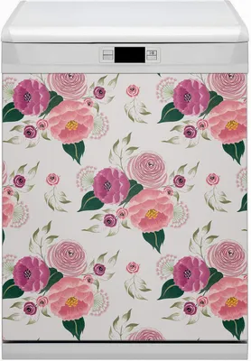 Produktbild von Magnetmatte Geschirrspüle Abwaschbar Küche Magnete  Nachbildung 60x70 cm  - Pinke Blumen