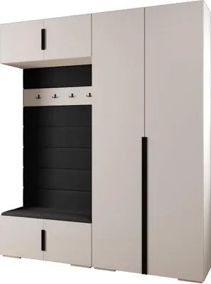 Produktbild von MEBLE KRYSPOL Inova 1 Möbelset Garderobe, 236,7x200x47cm - Weiß, Manila 18, Schwarz