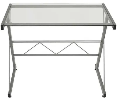 Computertisch Metall/Glas verchromt 90x50x72 cm