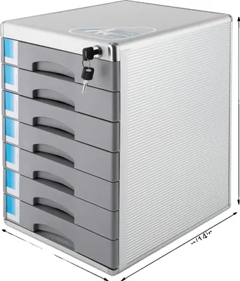 Immagine prodotto di Armadio portadocumenti da scrivania, organizer a 7 cassetti, design con serratura, 7 cassetti grigi