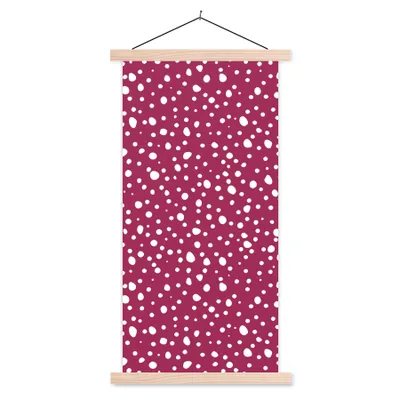 Produktbild von MuchoWow® Textilposter Tupfen - Rot - Weiß 60x120 cm mit holzfarbenen Rahmen - Holz