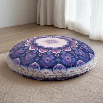 Image de Coussin de méditation rond, ergonomique, diamètre de 80 cm, avec housse amovible, idéal pour le yoga