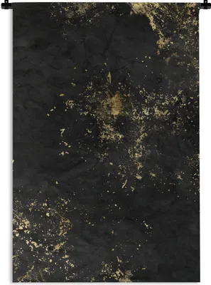 Produktbild von MuchoWow® Wandteppich Wandbehang Schwarz - Gold - Farbe 120x180 cm Tapisserie Dekoration Wandtuch - Schlafzimmer - Dekorationen für das Haus
