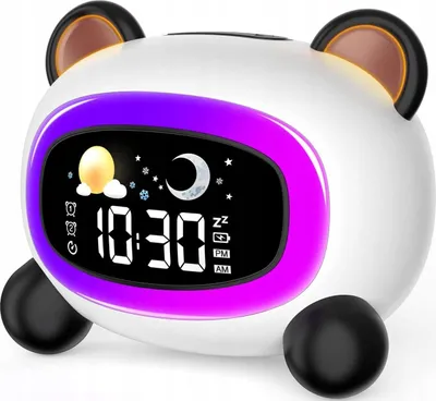 Zdjęcie produktu dla Zegar budzik lampka lampa nocna LED dla dzieci dziecka akumulator Panda