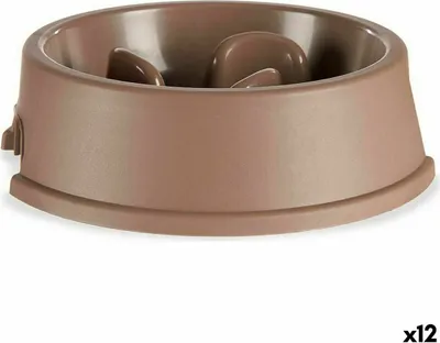 Obrázek produktu pro Miska na krmivo pro pomalé krmení domácích zvířat 27 x 7,5 x 27 cm Béžový plast (12 kusů)