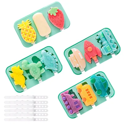 Produktbild von Eisform Eisformen Eis am Stiel,4 Stück Silikon Eis am Stiel Eiscreme eisform, Geeignet für Geburtstag, Familie, Sommer, DIY, Kinder, Erwachsene