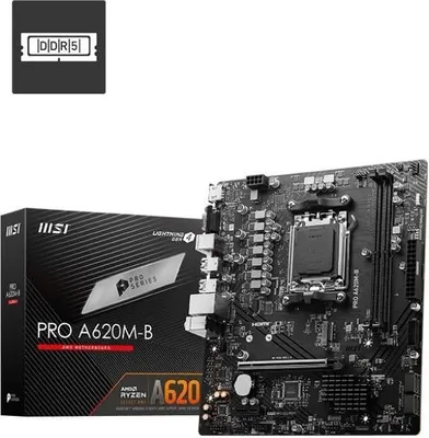 Zdjęcie produktu dla Płyta główna MSI PRO A620M-B, AMD AM5, Micro ATX, DDR5, Ryzen 7000/8000/9000, 128GB RAM, M.2, PCI Express, SATA
