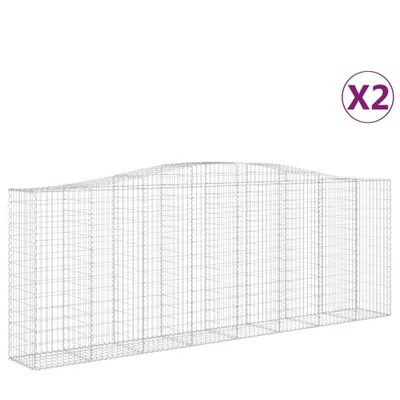 Produktbild von Gabionen mit Hochbogen 2 Stk. 400x50x140/160cm Verzinktes Eisen