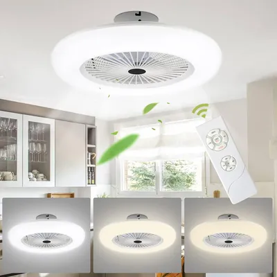 Image de Ventilateur de plafond avec éclairage - 80 W, variateur d'intensité - Idéal pour le salon et la chambre