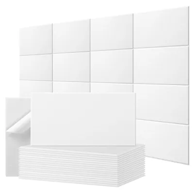 Produktbild von Schallschutz Wandpaneele - Akustikplatten - Selbstklebend - Polyester - Hohe Dichte - 16 Stück Set - Weiß
