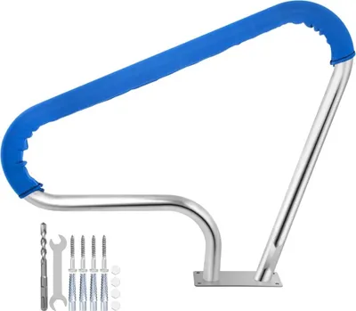 Obrázek produktu pro Bazénové madlo z nerezové oceli 98,9x81,3 cm - Bazénové madlo 113 kg - Přenosná pomůcka pro vstup do bazénu 4,8 cm - Zakřivený design s krytem rukojeti - Bazény šikmé polohy Lázeňský aquapark