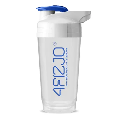 Produktbild von 4FIZJO Sport Shaker 700 ml, BPA frei, auslaufsicher, PP Kunststoff, weiß-blau