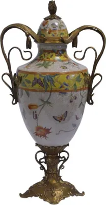 Immagine prodotto di Vaso in porcellana di Casa Padrino con coperchio e 2 manici H. 44,2 cm - Vaso