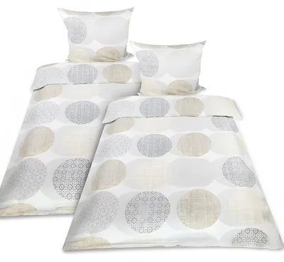 Produktbild von Beautissu Biber Bettwäsche 4tlg Josi, 135x200cm, 80x80cm, Beige