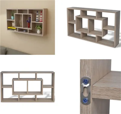 Image de Etagère murale Etagère suspendue avec 8 compartiments couleur chêne - Etagère murale - Etagère suspendue - Etagère suspendue