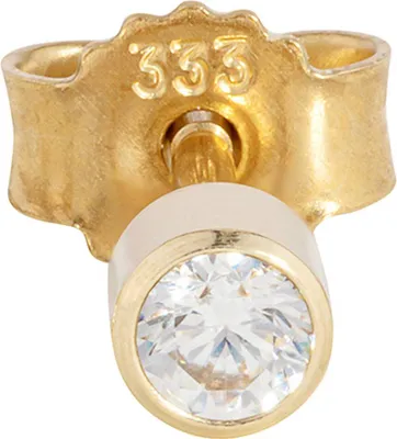 Produktbild von Einzel Kelch Ohrstecker 333 Gelb Gold matt 8 Karat zylindrisch Ø3mm Zirkon weiß