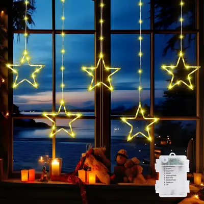 Fensterdekoration 96 LED Sterne 2,2 m IP65 Warmweiß Timer