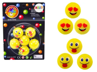 Zdjęcie produktu dla Zestaw gumowych piłeczek emoji żółty 6 szt