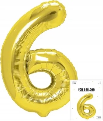 Obrázek produktu pro Fóliový balónek DIGITAL DIGITAL 6 ZLATÝ NA NAROZENINOVOU PÁRTY 40cm