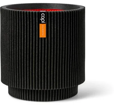 Immagine prodotto di Vaso cilindrico CAPI EUROPE Groove NL, 36 x 38 cm, nero, per interni ed esterni