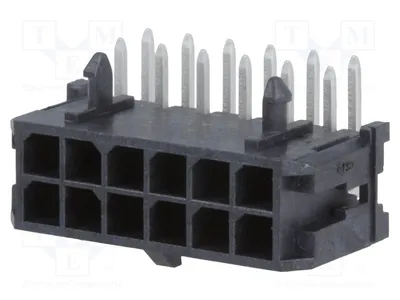 Productafbeelding van 1x stopcontact, pin: 12, mannelijke aansluitplaat, 3 mm, 3.0, doorgaande montage (THT), 43045-1201, Signteck-connector
